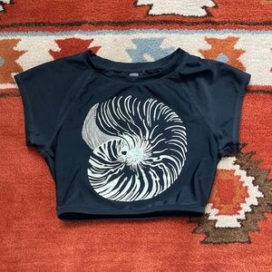 Roxy Surf Crop Tee Bikini Rash Guard Top M L Black